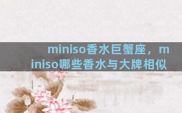 miniso香水巨蟹座，miniso哪些香水与大牌相似