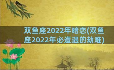 双鱼座2022年暗恋(双鱼座2022年必遭遇的劫难)