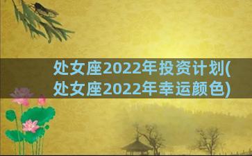 处女座2022年投资计划(处女座2022年幸运颜色)