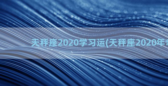 天秤座2020学习运(天秤座2020年幸运物)
